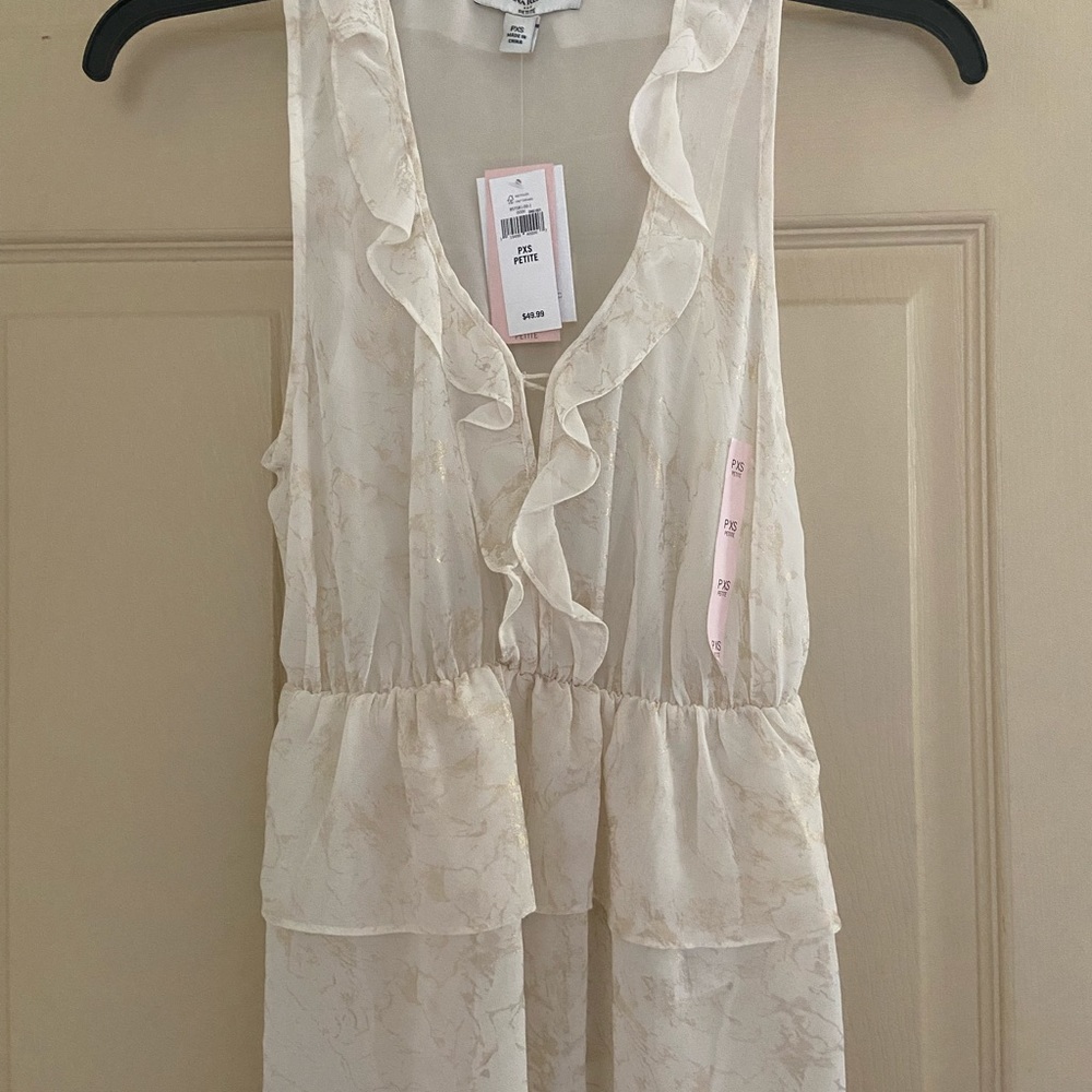 NEW Banana Republic sheer blouse w/gold, PXS